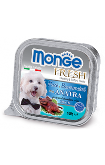 Dog Fresh Paté and Chunkies with Duck, паштет для собак с Уткой / Monge (Италия)