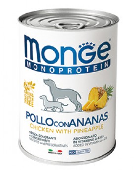Dog Monoproteico Fruits Chicken, Rice and Pineapple, паштет для собак из Курицы с Рисом и Ананасом / Monge (Италия)
