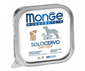 Dog Monoproteico Solo only Deer, паштет для собак из Оленины / Monge (Италия)