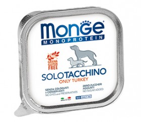 Dog Monoproteico Solo only Turkey, паштет для собак из Индейки / Monge (Италия)