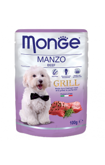 Dog Grill Pouch Chunkies with Beef, паучи для собак с кусочками Говядины / Monge (Италия)