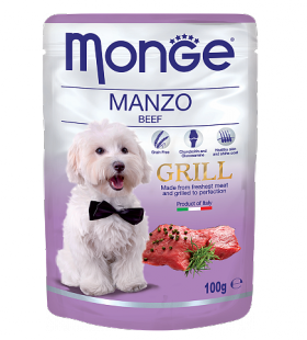 Dog Grill Pouch Chunkies with Beef, паучи для собак с кусочками Говядины / Monge (Италия)