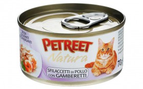 Petreet Natura, куриная грудка с креветками, консервы для кошек / Petreet (Таиланд)