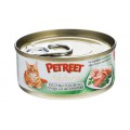 Petreet Natura, Кусочки розового Тунца cо шпинатом, консервы для кошек / Petreet (Таиланд)