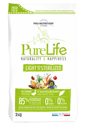 Pure Life Light and/or Sterilised Корм для стерилизованных или склонных к полноте собак / Pro-Nutrition Flatazor (Франция)