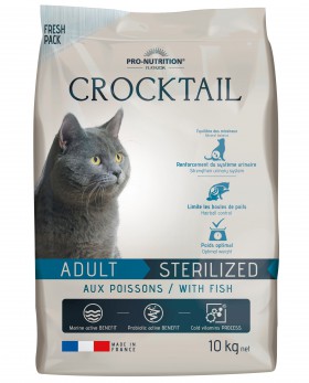 Crocktail Adult Sterilised with Fish Корм для стерилизованных кошек, с Рыбой / Pro-Nutrition Flatazor (Франция)