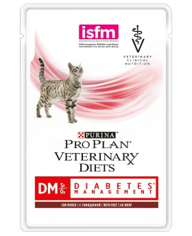 Veterinary Diets DM St/Ox Beef Влажный корм для кошек при диабете, Говядина в соусе / Purina Pro Plan (Италия,Франция)