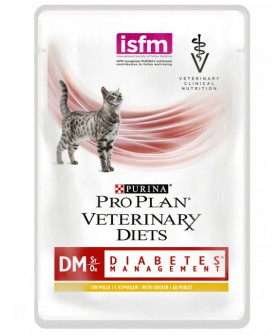 Veterinary Diets DM St/Ox Chicken Влажный корм для кошек при диабете, Курица в соусе / Purina Pro Plan (Италия,Франция)