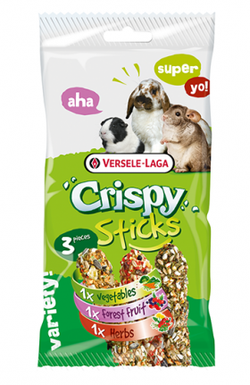 Crispy Tripl Mix, палочки с овощами, ягодами и травами для травоядных грызунов / Versele-Laga (Бельгия)