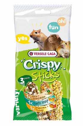 Crispy Tripl Mix, палочки с рисом, овощами, фруктами, попкорном, медом для всеядных грызунов / Versele-Laga (Бельгия)