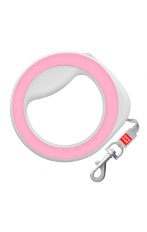 Круглая поводок-рулетка для собак, розовая / WAUDOG