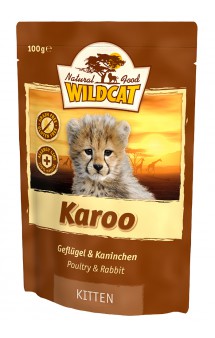 WildCat Karoo Kitten, Кару, паучи для котят с мясом птицы, Кролика и Лосося / Wolfsblut (Германия)