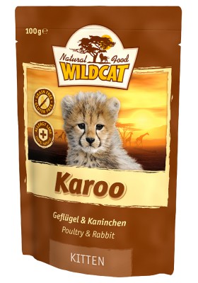 WildCat Karoo Kitten, Кару, паучи для котят с мясом птицы, Кролика и Лосося / Wolfsblut (Германия)