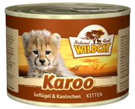 WildCat Karoo Kitten, Кару, консервы для котят с мясом птицы, Кролика и Лосося / Wolfsblut (Германия)