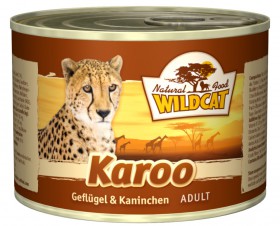 WildCat Karoo, Кару, консервы для кошек с мясом птицы, Кролика и Лосося / Wolfsblut (Германия)