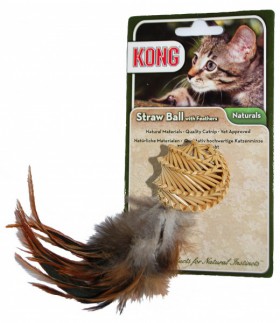 Игрушка для кошек Соломенный мячик с перьями / KONG (США)