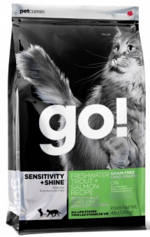 GO! Sensitivity Shine Freshwater Trout, Salmon Recipe, корм для кошек с 3 видами Рыбы / Petcurean (Канада)