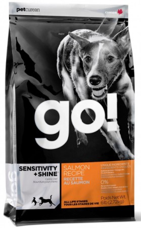 GO! SENSITIVITY + SHINE SALMON Recipe, корм для собак с Лососем и овсянкой / Petcurean (Канада)